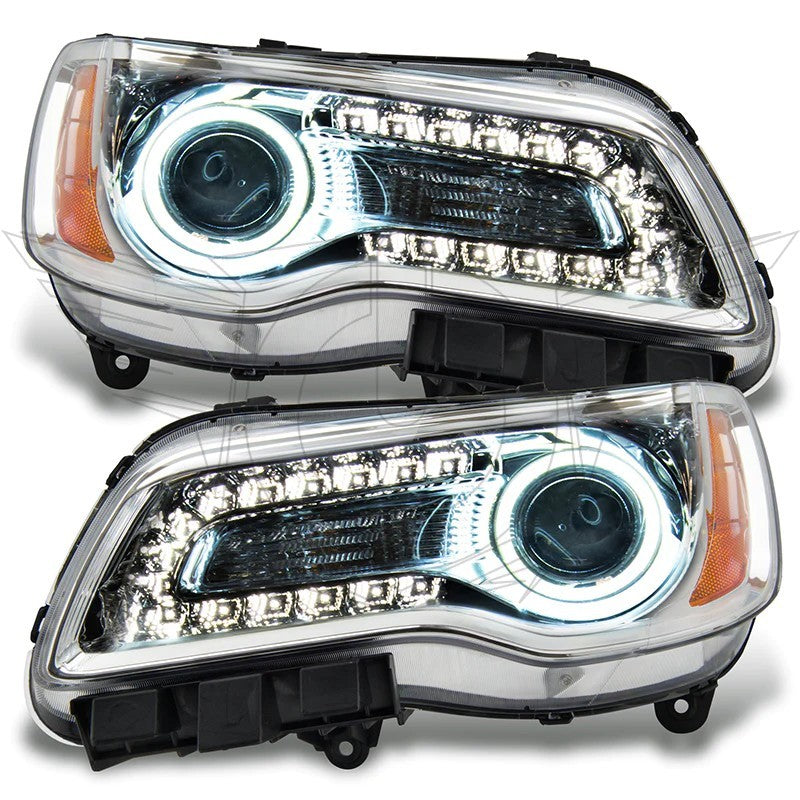 Oracle 11-14 Chrysler 300C NON HID LED Halo Headlights Chrome Housing - Blue SEE WARRANTY