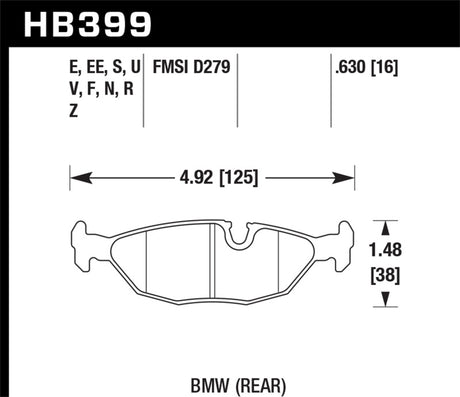 Plaquettes de frein arrière Hawk 84-4/91 BMW 325 (E30) HT-10 (PAS POUR UNE UTILISATION SUR ROUTE)
