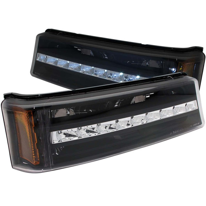 Feux de stationnement à LED ANZO 2003-2006 Chevrolet Silverado 1500 Noir avec réflecteur ambré