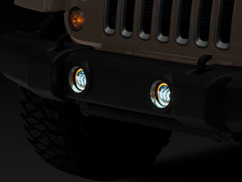 Phares antibrouillard à DEL Devil Eyes de 4 po avec halo pour Jeep Wrangler JK Axial Series 07-18 de Raxiom