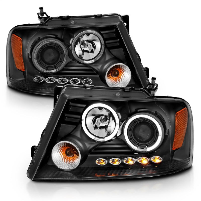 Phares de projecteur ANZO 2004-2008 Ford F-150 avec halo et LED noir G2
