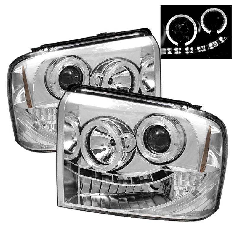 Phares de projecteur Spyder Ford F250/350/450 Super Duty 05-07 LED Halo- LED Chrm PRO-YD-FS05-HL-C