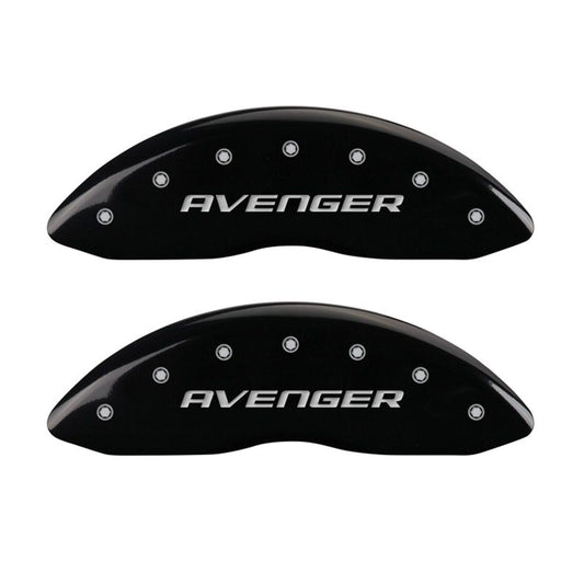 MGP 4 Caliper Covers Engraved Front & Rear With out stripes/Avenger Black finish silver ch