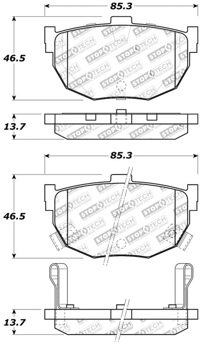 Plaquettes de frein arrière StopTech Performance pour Hyundai Elantra/Tiburon / Kia Spectra / Nissan Maxima/Stanza