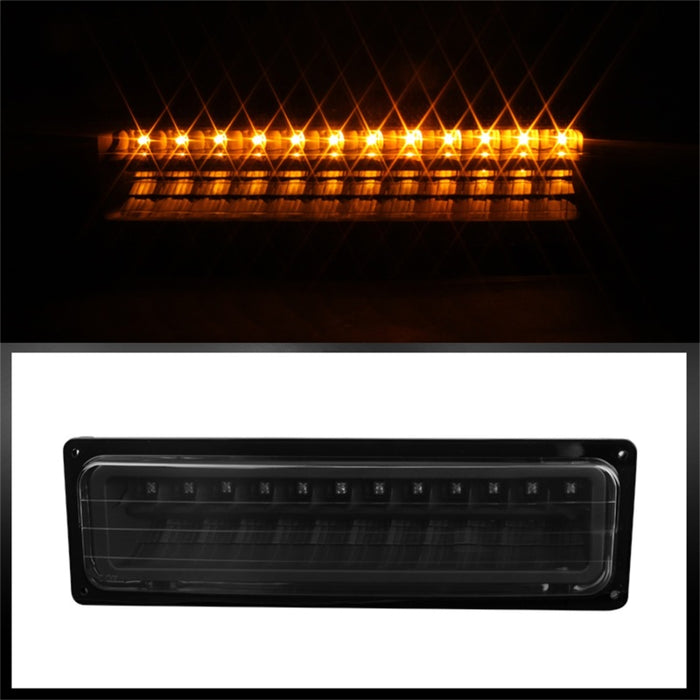 Phares Xtune GMC Yukon 92-93 en cristal avec pare-chocs d'angle et LED noir HD-JH-GMCCK88-LED-AM-BK-SET