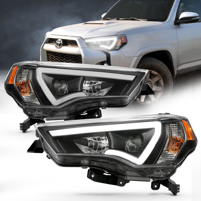 Phares de projecteur de style planche ANZO 14-18 Toyota 4 Runner Noir avec ambre