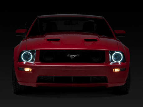 Phare projecteur Halo CCFL Raxiom 05-09 Ford Mustang GT V6 Axial Series - Boîtier noir (lentille Smkd)