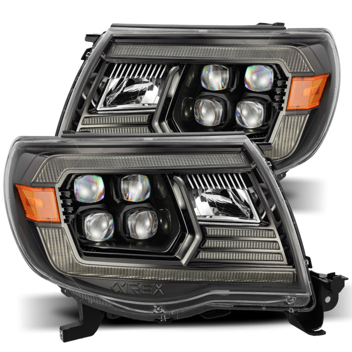 Phares de projecteur à LED AlphaRex 05-11 Toyota Tacoma NOVA style planche noir avec lumière d'activation/DRL