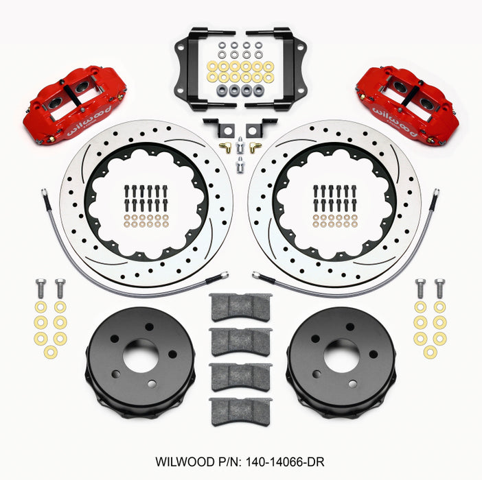 Kit arrière Wilwood Narrow Superlite 4R 14,00 pouces percé rouge Jeep JK 2007 et plus avec lignes