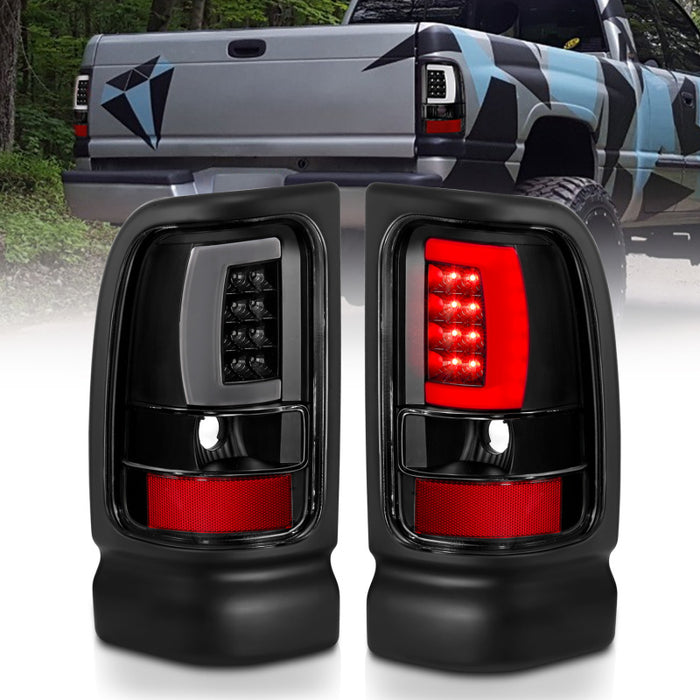 Feux arrière à LED ANZO 1994-2001 Dodge Ram 1500 style planche noir avec lentille transparente