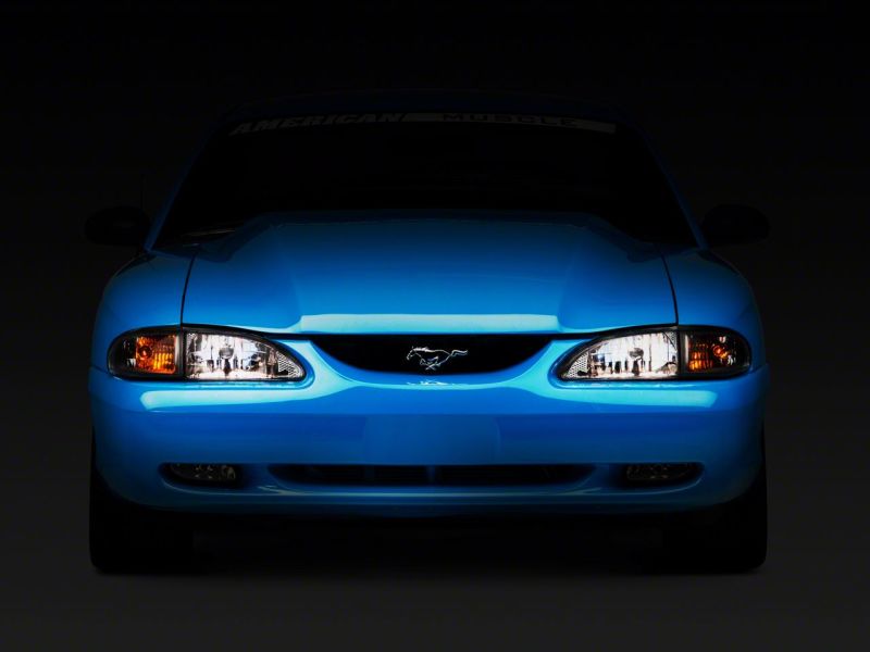 Phares de style Cobra de la série Axial Ford Mustang 94-98 de Raxiom - Boîtier chromé (lentille transparente)