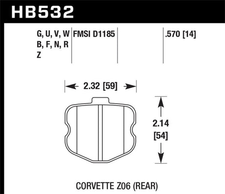 Plaquettes de frein arrière HPS pour Chevy Corvette 06-10 Hawk (conception de plaquettes OEM)