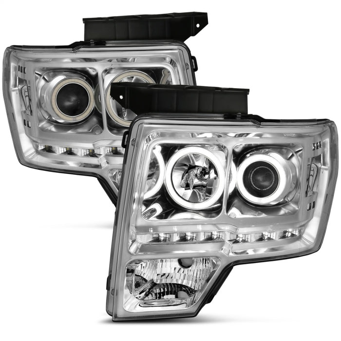 Phares de projecteur ANZO 2009-2014 Ford F-150 avec halo chromé (CCFL) G2