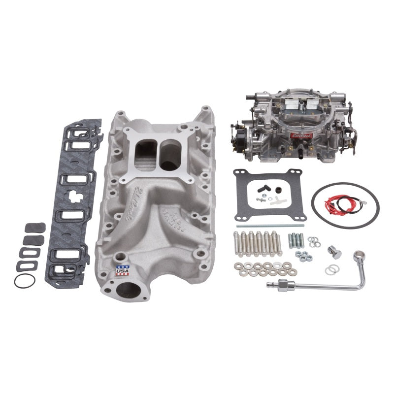 Kit collecteur et carburateur Edelbrock Performer RPM Small Block Ford 289-302 finition naturelle
