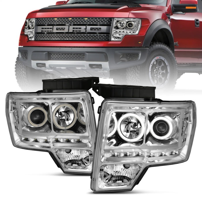 Phares de projecteur ANZO 2009-2014 Ford F-150 avec halo chromé (CCFL) G2