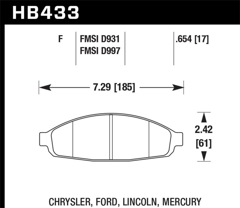 Plaquettes de frein avant Hawk 03-11 Ford Crown Victoria DTC-70 Race