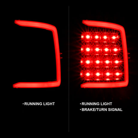 Feu arrière à LED ANZO 2009-2018 Dodge Ram 1500 style planche noir avec lentille transparente