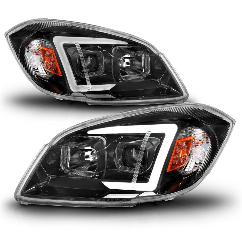 Phares de projecteur à LED ANZO 05-10 Chevrolet Cobalt / 07-10 Pontiac G5 avec boîtier noir Seq
