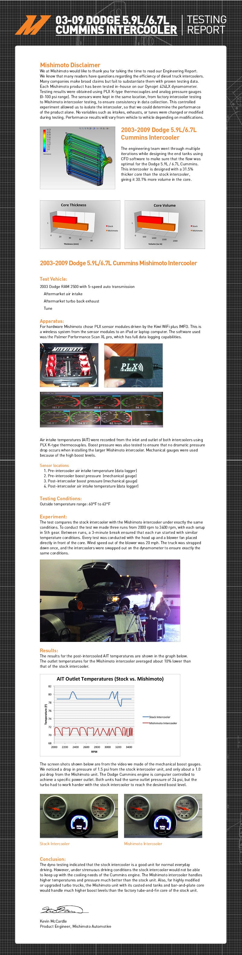 Échangeur intermédiaire Cummins Mishimoto 03-09 Dodge 5,9 L/6,7 L (argent)