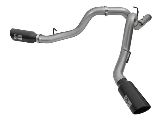 aFe LARGE Bore HD 4in Dual DPF-Back SS Exhaust w/Black Tip 16-17 GM Diesel Truck V8-6.6L (td) LML