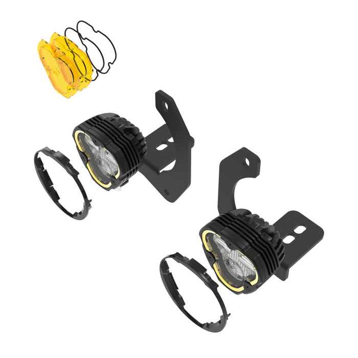 Feux antibrouillard SAE à double mode KC HiLiTES FLEX ERA 3 - Kit principal à 2 lampes pour pare-chocs en acier Jeep JK/JL/JT