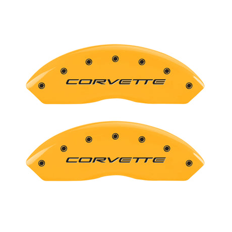 Couvre-étriers MGP 4 gravés à l'avant C5/Corvette gravés à l'arrière C5/Z06 finition jaune noir ch