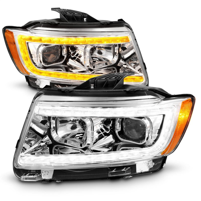 ANZO 11-13 Jeep Grand Cherokee (halogène d'usine uniquement) Phares de projecteur avec barre lumineuse Swchbk Chrome