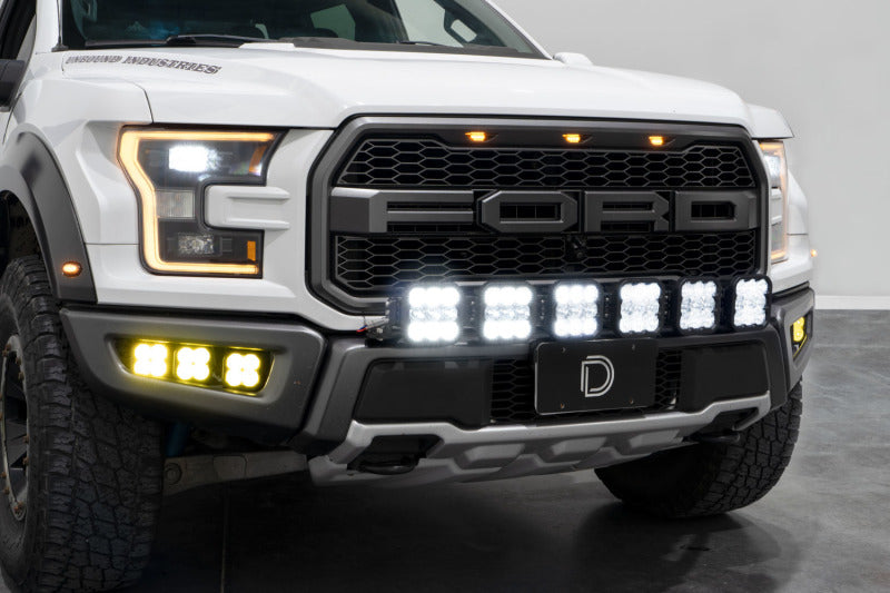 Diode Dynamics 17-20 Ford Raptor SS5 Grille CrossLink Lightbar Kit - Yellow Pro Combo