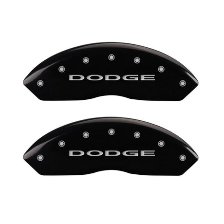Couvre-étriers MGP 4 gravés avant et arrière sans bandes/finition noire Dodge argent ch