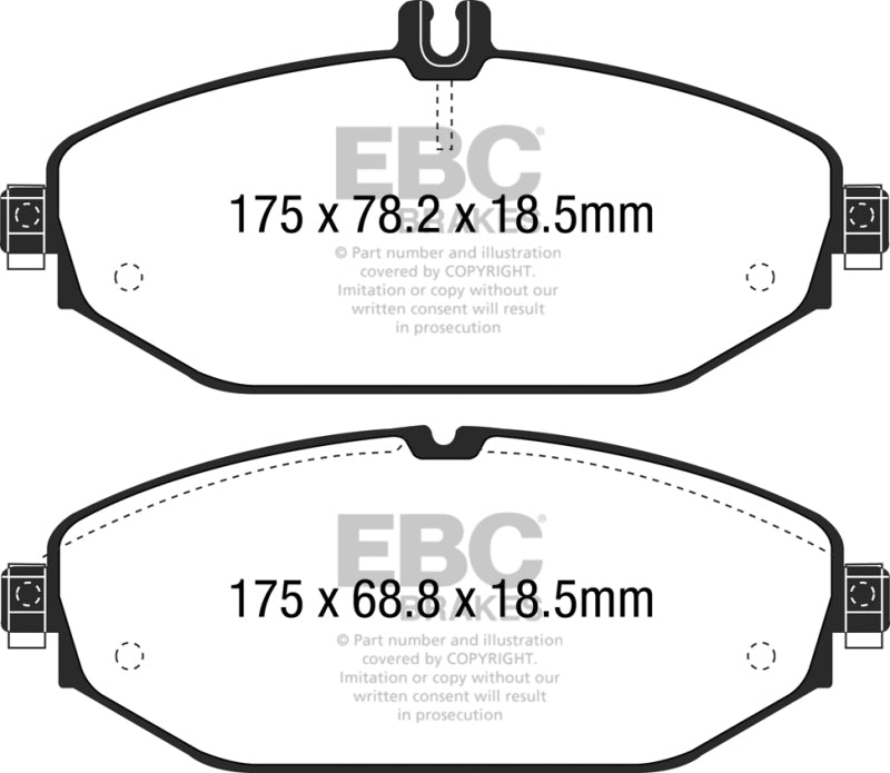 Plaquettes de frein avant EBC 15+ Mercedes-Benz C300 (W205) 2.0 Turbo Greenstuff