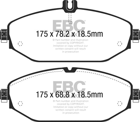 EBC 15+ Mercedes-Benz C300 (W205) 2.0 Turbo Redstuff Front Brake Pads