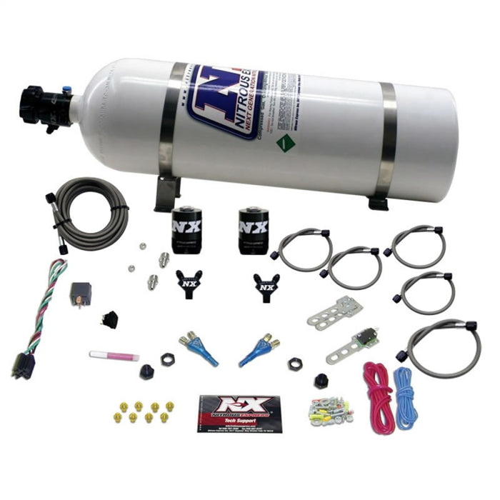 Kit d'azote à double buse Nitrous Express GM EFI (100-300 CV) avec bouteille de 15 lb