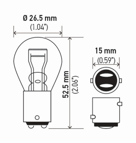 Ampoule Hella 7225 12V 21/4W Baz15D S8 (2)