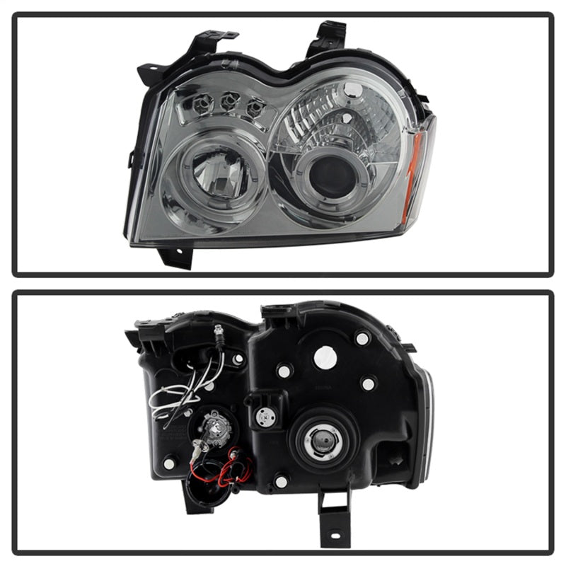 Phares de projecteur Spyder Jeep Grand Cherokee 05-07 LED Halo LED Smke PRO-YD-JGC05-HL-SMC