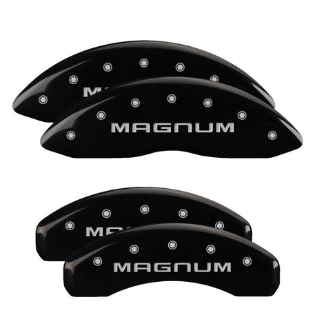 Couvre-étriers MGP 4 gravés avant et arrière finition noire Magnum argent ch