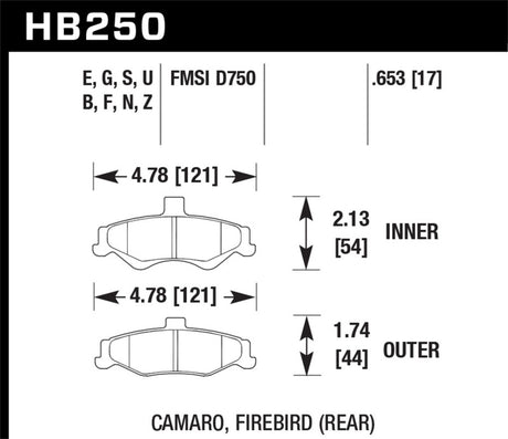 Plaquettes de frein arrière Hawk 1998-2002 Chevrolet Camaro SS 5.7 HPS 5.0
