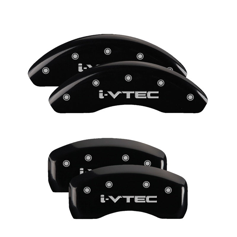 MGP 4 Caliper Covers Engraved Front & Rear i-Vtec Black finish silver ch