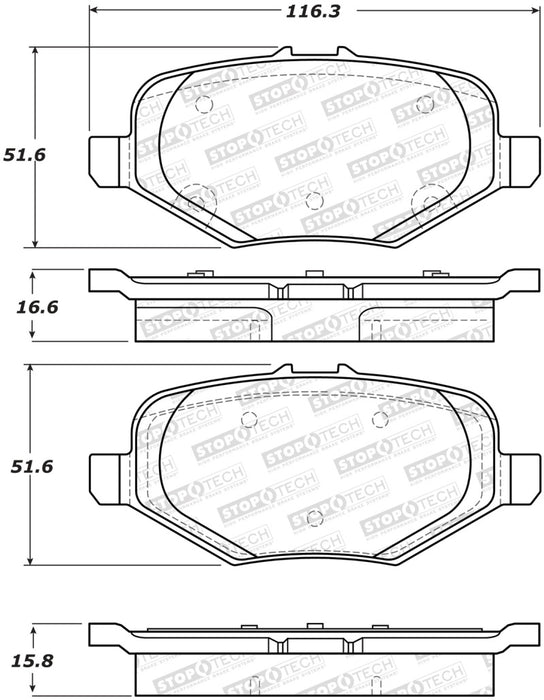 Plaquettes de frein sport StopTech avec cales et matériel - Avant