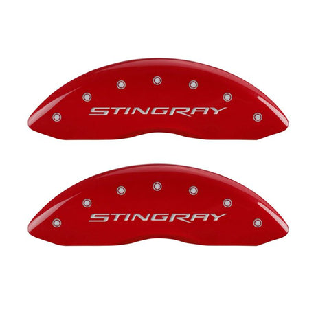 MGP 4 Caliper Covers Engraved Front & Rear Stingray Red finish silver ch