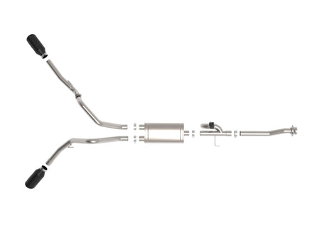 Échappement Cat-Back aFe Gemini XV 3 pouces 304 SS 2021 Ford F-150 V6 2,7 L/3,5 L (tt)/V8 5,0 L avec embouts noirs CO