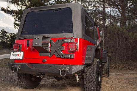 Porte-pneus Rugged Ridge Spartacus HD, montage sur roue 87-06 YJ/TJ