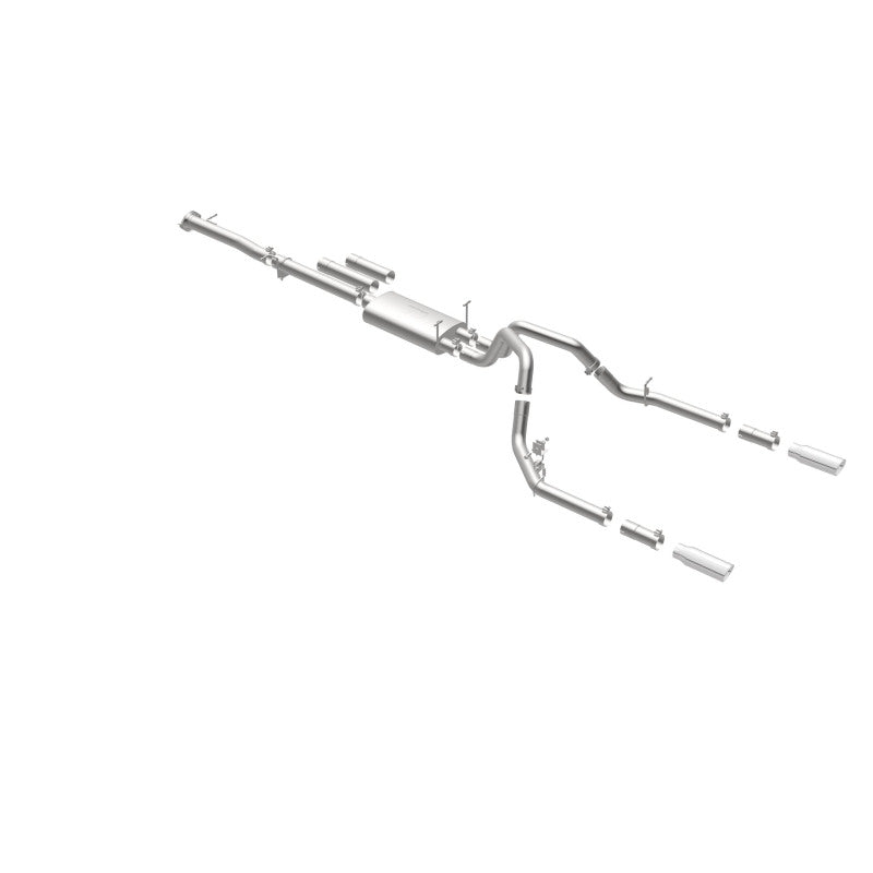 Échappement Cat-Back MagnaFlow en acier inoxydable 2015 Chevy Silverado 2500HD 6,0 L à double sortie arrière divisée 4 po