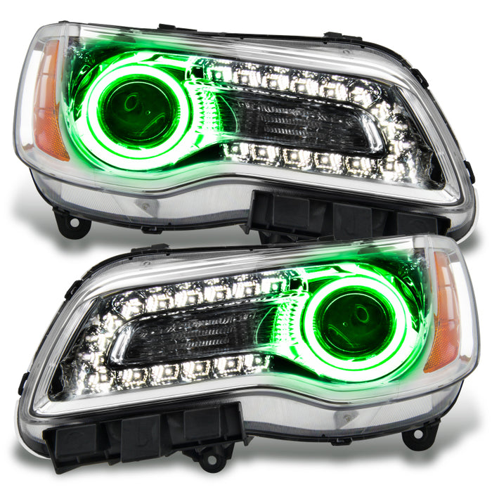 Phares à LED Halo non HID Oracle 11-14 Chrysler 300C avec boîtier chromé - Vert VOIR LA GARANTIE