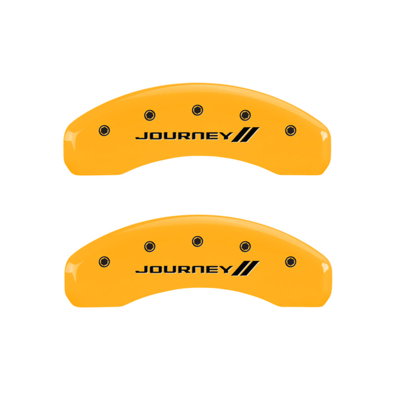 MGP 4 Caliper Covers Engraved Front & Rear With stripes/Journey Yellow finish black ch