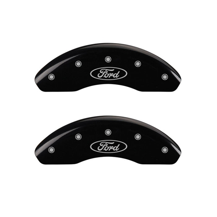 MGP Front set 2 Caliper Covers Engraved Front Oval logo/Ford Black finish silver ch