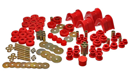 Ensemble de bagues principales Hyper-Flex rouges Energy Suspension 66-77 Ford Bronco 4WD (avec bagues en C à 2 degrés)