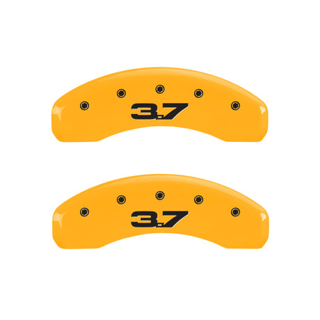 MGP 4 Caliper Covers Engraved Front 2015/Mustang Engraved Rear 2015/37 Yellow finish black ch