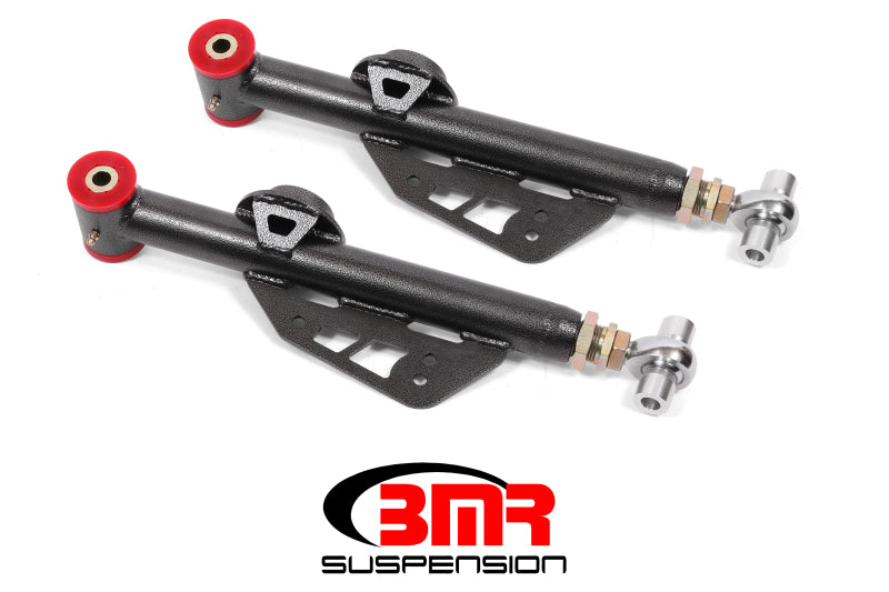 Bras de suspension inférieurs réglables BMR 99-04 Ford Mustang Combo poly/embout de tige - Noir martelé