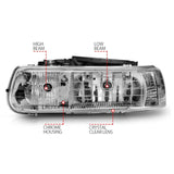 Phares en cristal chromés ANZO 1999-2002 Chevrolet Silverado 1500