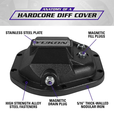 Couvercle de différentiel Yukon Gear Hardcore pour Dana 44 - Couvercle Yukon en fonte nodulaire